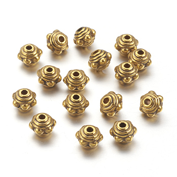 Tibetan Style Alloy Spacer Beads, Antique Golden, Lead Free & Cadmium Free, 7x5.5mm, Hole: 1mm