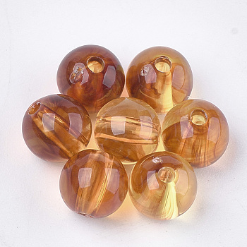 Acrylic Beads, Imitation Gemstone Style, Round, Sandy Brown, 8x7.5mm, Hole: 1.6mm, about 1850pcs/500g