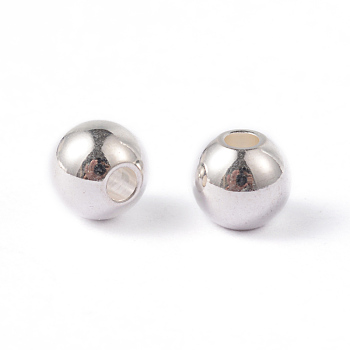 Round 202 Stainless Steel Beads, Silver Color Plated, 5x4.5mm, Hole: 1.5mm