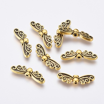 Tibetan Style Alloy Beads, Lead Free & Cadmium Free & Nickel Free, Antique Golden Color, Butterfly, 22x7mm, Hole: 1mm