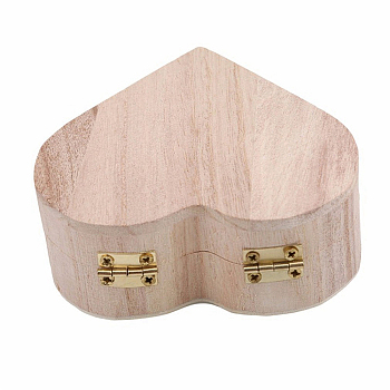2Pcs Heart Wood Jewelry Storage Boxes, Jewelry Gift Case with Hinged Lid, for Rings, Earrings, Small Items, Antique White, 9x10x4cm