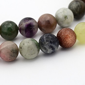 Natural & Synthetic Mixed Gemstone Beads Strands, Round, 8mm, Hole: 1mm, about 49pcs/strand, 15.7 inch