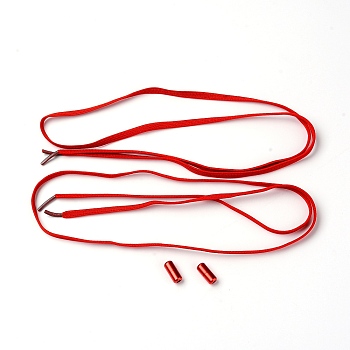 Spandex High Elastic Yarn Shoelaces, with Aluminum Buckles, Flat, Red, 18~1020x6~8x1.5~8mm, 4pcs/set