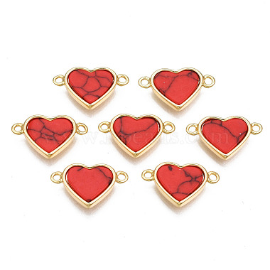 Real 18K Gold Plated Red Heart Brass Links