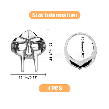 Titanium Steel Gothic Mask Finger Ring for Men Women(RJEW-WH0001-12B)-2
