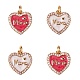 4Pcs 2 Colors Mother's Day Theme Real 18K Gold Plated Brass Micro Pave Clear Cubic Zirconia Enamel Charms(ZIRC-SZ0001-38)-1