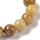 10 bracelets de perles tressées en jade topaze naturelle ronde de mm(BJEW-C067-01C-24)-4