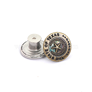 Alloy Button Pins for Jeans, Nautical Buttons, Garment Accessories, Round with Star, Antique Bronze, 17mm(PURS-PW0009-01A-01)