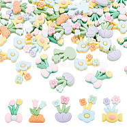 50Pcs 5 Style Opaque Resin Cabochons, Flower, Mixed Color, 22~24x14.5~17x5~7mm, 10pcs/style(CRES-AR0001-19)