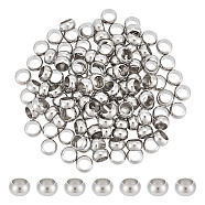 120Pcs 201 Stainless Steel Spacer Beads, Flat Round, Stainless Steel Color, 6x3mm, Hole: 4mm(STAS-UN0053-86)
