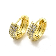 Clear Cubic Zirconia Hoop Earrings, Brass Jewelry for Women, Light Gold, 14x15x5mm, Pin: 0.8mm(EJEW-E273-06LG)