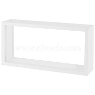 Rectangle Wooden Presentation Boxes, with Double Sided Clear Acrylic Window, White, 25.9x12.6x6cm(CON-WH0095-30A)