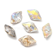 K5 Glass Rhinestone Buttons, Back Plated, Faceted, Rhombus, Mixed Color, 19x12x7.5mm, Hole: 1mm(RGLA-H109-07)