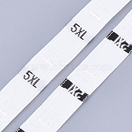 Clothing Size Labels(5XL), Sewing Fabric Band, Garment Accessories, Size Tags, White, 12.5mm, about 10000pcs/bag(OCOR-S120B-03)