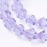 Faceted Imitation Austrian Crystal Bead Strands, Grade AAA, Bicone, Lilac, 10x10mm, Hole: 0.9~1mm, about 40pcs/strand, 15.7 inch(G-M180-10mm-04A)