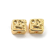 Brass Beads, Square, Real 18K Gold Plated, 5x5x4mm, Hole: 1.4mm(KK-D090-08G)