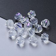 Transparent Glass Beads, with Glitter Powder, Pumpkin, Clear AB, 8.5x8mm, Hole: 1.2mm(GLAA-L027-K16)