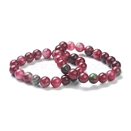 Dyed Natural Jade Beaded Stretch Bracelets, Imitation Tourmaline, Round, Beads: 10~10.5mm, Inner Diameter: 2 inch(5.15cm)(BJEW-A117-D-04)