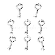 201 Stainless Steel Pendants, Key, Stainless Steel Color, 22x10x1.5mm, Hole: 1.4mm(STAS-Q243-LM192)