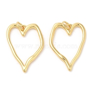 Brass Pendants, with Jump Ring, Long-Lasting Plated, Lead Free & Cadmium Free, Heart Charm, Real 18K Gold Plated, 25.5x18.5x2mm, Hole: 3mm(X-KK-K332-31G)
