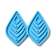 DIY Leaf Pendant Silicone Molds, Resin Casting Molds, for UV Resin & Epoxy Resin Jewelry Making, Deep Sky Blue, 52.5x67x4mm, Hole: 2mm, Inner Diameter: 49x31mm(DIY-I099-28)