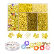 DIY Jewelry Making Kits, Including Transparent & Opaque Glass Seed Beads, ABS Plastic & Acrylic Beads, Elastic Crystal Thread, Mixed Color, Beads: about 3140pcs/set(DIY-YW0004-16F)