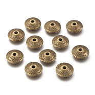 Tibetan Silver Spacer Beads, Lead Free, Nickel Free and Cadmium Free, Bicone, Antique Bronze Color, 12mm in diameter, 4.5mm thick, hole: 2mm(MLFH10251Y-NF)