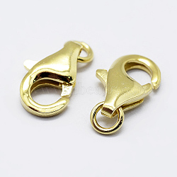 925 Sterling Silver Lobster Claw Clasps, Carved 925, Golden, 9.5mm, Hole: 1mm(X-STER-K167-074A-G)