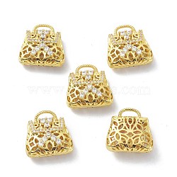 Brass Clear Cubic Zirconia Pendants, Long-Lasting Plated, Bag, Lead Free & Cadmium Free, Real 18K Gold Plated, 17x16x7mm, Hole: 2.5x5mm(KK-B047-20G)