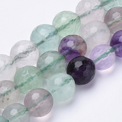 Natural Fluorite Beads Strands, Faceted, Round, 8mm, Hole: 1.2mm, about 45pcs/strand, 15.3 inch(G-S281-19-8mm)