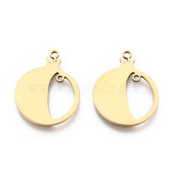 201 Stainless Steel Connector Charms, Pomegranate, Real 18K Gold Plated, 23x18x1mm, Hole: 1.4mm(STAS-N091-174LG)