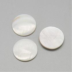 Natural White Shell Mother of Pearl Shell Cabochons, Flat Round, Seashell Color, 18~19x3~4mm(SSHEL-R042-08)