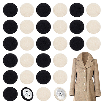 Elite 40Pcs 2 Colors Aluminum Buttons, with Cotton Cloth,  Cotton-padded Clothes Coat Down Jacket Buckle, Mixed Color, 19.5x8mm, Hole: 3mm, 20pcs/color
