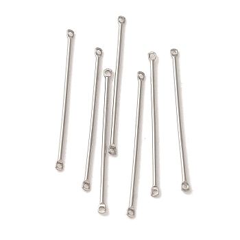 304 Stainless Steel Connector Charms, Bar Links, Stainless Steel Color, 35x2x1mm, Hole: 1mm