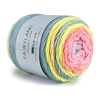 100g Cotton Yarn, Dyeing Fancy Blend Yarn, Crocheting Cake Yarn, Rainbow Yarn for Sweater, Coat, Scarf and Hat, Yellow, 3mm