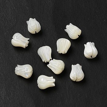 Natural Trochid Shell/Trochus Shell Beads, Flower, Seashell Color, 7x6mm, Hole: 1mm