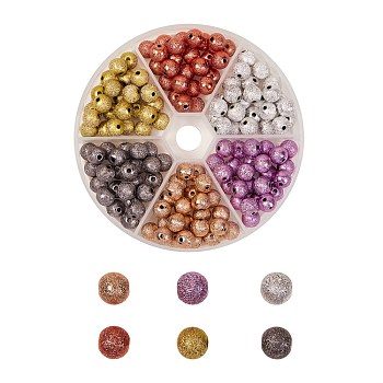 150Pcs 6 Colors Opaque Spray Painted Acrylic Beads, Matte Style, Round, Mixed Color, 8mm, Hole: 2mm