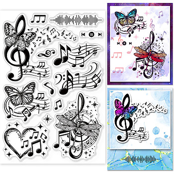 Custom PVC Plastic Clear Stamps, for DIY Scrapbooking, Photo Album Decorative, Cards Making, Musical Note, 160x110x3mm
