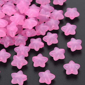 Transparent Acrylic Beads, Imitation Jelly, Star, Hot Pink, 10x10.5x6mm, Hole: 1.6mm, about 1690pcs/500g