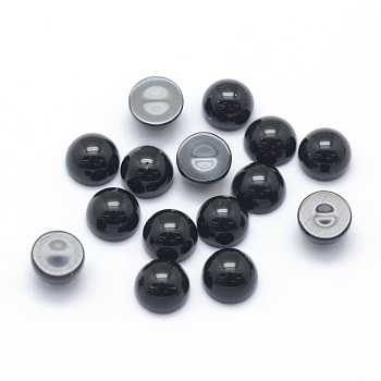 Natural Black Agate Cabochons, Half Round, 4x2~4mm