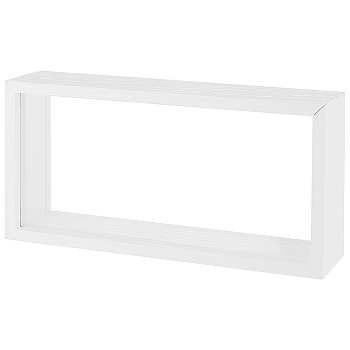 Rectangle Wooden Presentation Boxes, with Double Sided Clear Acrylic Window, White, 25.9x12.6x6cm