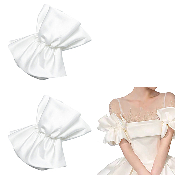 Polyester Detachable Puff Sleeves, for Wedding Bridal Dress Tulle Accessories, White, 253x310x50mm