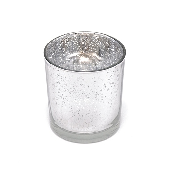 Glass Bottle Candle Holder, with Hollow out Pattern, Gainsboro, 80x74mm