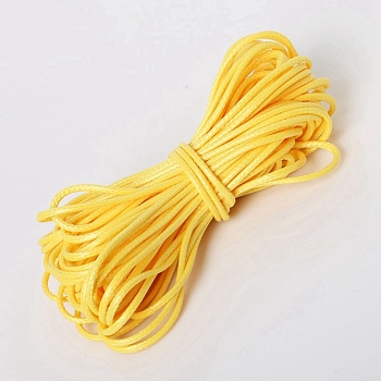 Waxed Polyester Cord, Round, Gold, 1.5mm, 10m/bundle