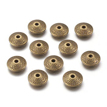 Tibetan Silver Spacer Beads, Lead Free, Nickel Free and Cadmium Free, Bicone, Antique Bronze Color, 12mm in diameter, 4.5mm thick, hole: 2mm