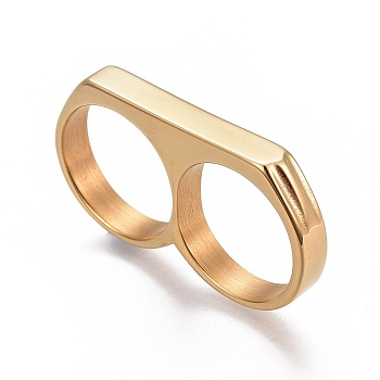 304 Stainless Steel Finger Rings, Double Rings, Golden, Size 8, 18mm