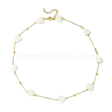 3 pcs 3 colliers de chaîne à maillons en perles de coquillage naturel de style sertis de chaînes de câbles en laiton doré(NJEW-TA00120)-5