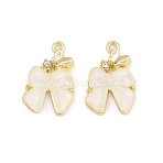 Alloy Crystal Rhinestone Pendants, with Plastic Imitation Pearl, Bowknot Charms, Golden, 19.5x13x5mm, Hole: 1.4mm(AL-CBA8C77-01E-G)