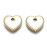 316 Surgical Stainless Steel Charms, with Shell, Heart, Real 14K Gold Plated, 11x12x1.5mm, Hole: 1.6mm(STAS-S116-315G)