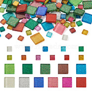 Elecrelive 272Pcs 2 Style Square Transparent Glass Cabochons, Mosaic Tiles, for Home Decoration or DIY Crafts, Colorful, 20x20x4mm, 200g, about 52pcs(GLAA-EL0001-01D)